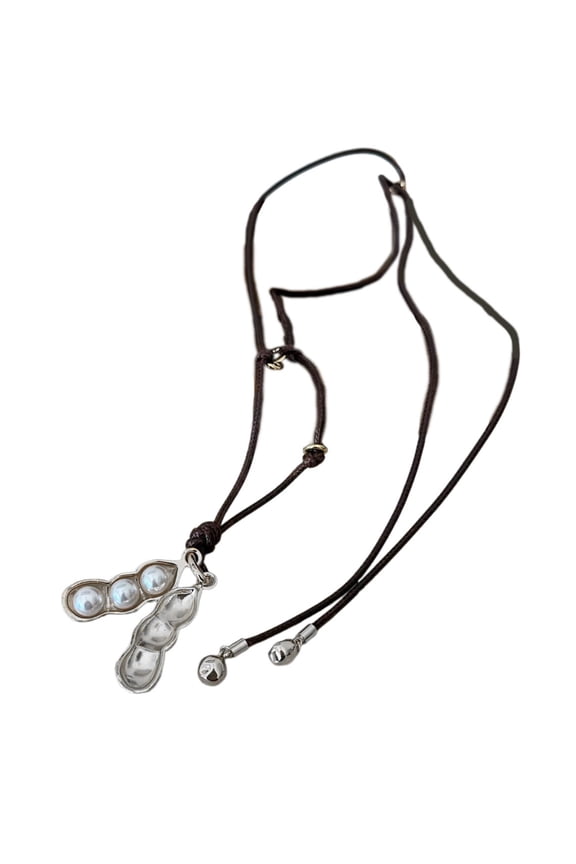 Unique Peanut Pea Design Necklace Featuring Artificial Pearls User Friendly Allergy For Sensitive Skin