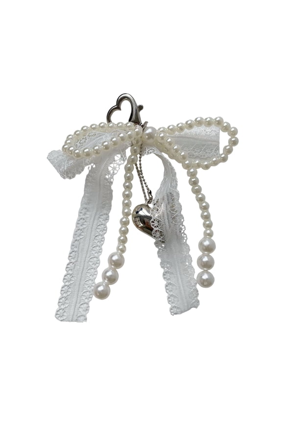 Unique Pearls Bows Keychain For Women Trendy Bag Accessory Pendant To Decorate Bags Or Phones Fashion Keychain Gift