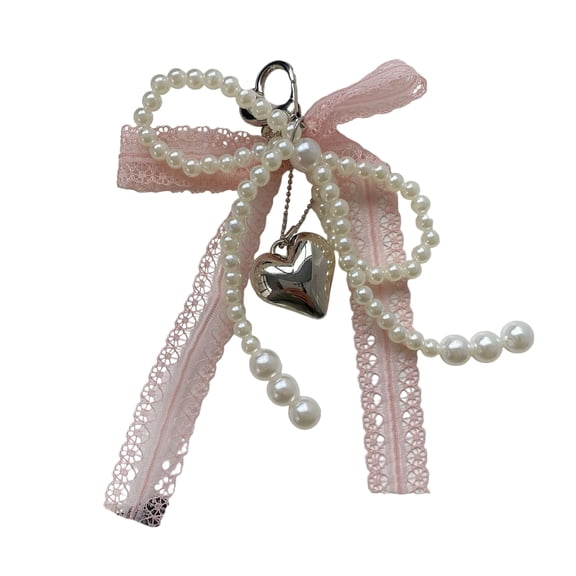 Unique Pearls Bows Keychain For Women Trendy Bag Accessory Pendant To Decorate Bags Or Phones Fashion Keychain Gift