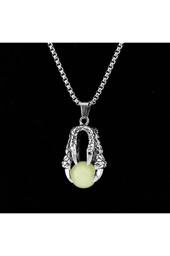 Unique Pendant Necklace Dragon Claw Bead Pendant Neckchain Natural Stones Charm Collarbone Chain Accessory