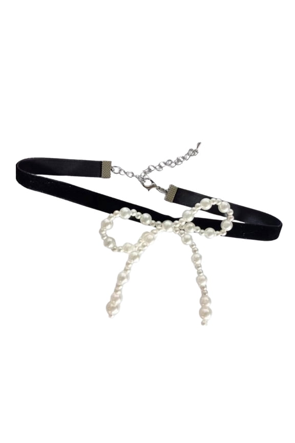 Unique Perals Bowknot Pendant Necklace Accessories Stylish Ladies Choker Charm