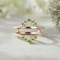 thumbnail image 1 of Unique Peridot Ring Enhancer- Double Curved Wedding Band Promise Custom Birthstone Ring- IN 14K Rose Gold Vermeil, 1 of 5