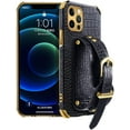 thumbnail image 1 of Unique Personality Crocodile Pattern TPU Phone case With Versatile Wristband Bracket For iPhone 14 13 12 11 8 7 6 S X XS XR Plus Pro Max Mini Edge Reinforced Shockproof Back Cover(Black,11 Pro max), 1 of 8