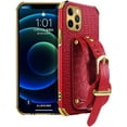 thumbnail image 1 of Unique Personality Crocodile Pattern TPU Phone case With Versatile Wristband Bracket For iPhone 14 13 12 11 8 7 6 S X XS XR Plus Pro Max Mini Edge Reinforced Shockproof Back Cover(Red,12 Pro max), 1 of 7