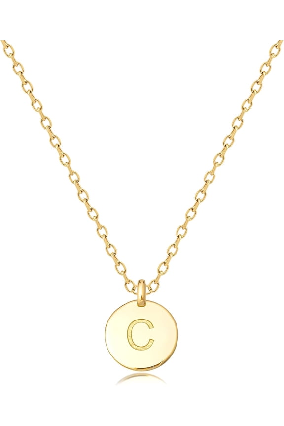 Unique Personalized Gifts For Her, Initial Necklaces For Women, Letter Double Side Engraved Coin Pendant Necklace, Minimalism Style Jewelry For Everyday Wear[o6415]