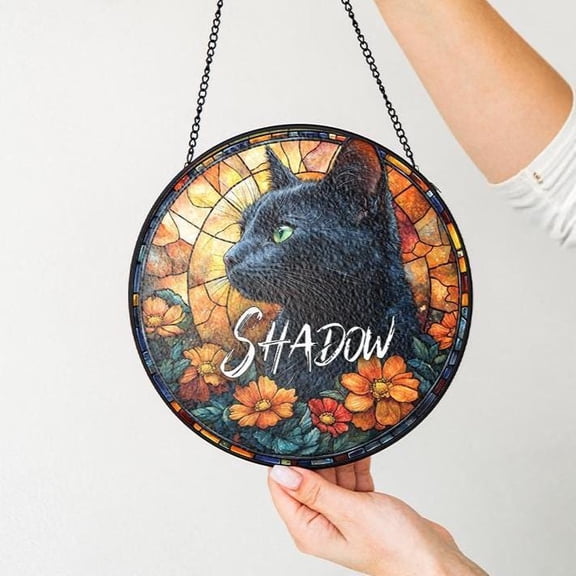 Unique Personalized Pet Portrait Stained Glass Suncatcher From Photo Dog Cat Gift