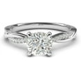 thumbnail image 1 of Unique Petite Twisted Diamond Ring Moissanite Engagement Ring Solitaire Plated White Gold Ring CZ Anniversary Gifts, 1 of 3