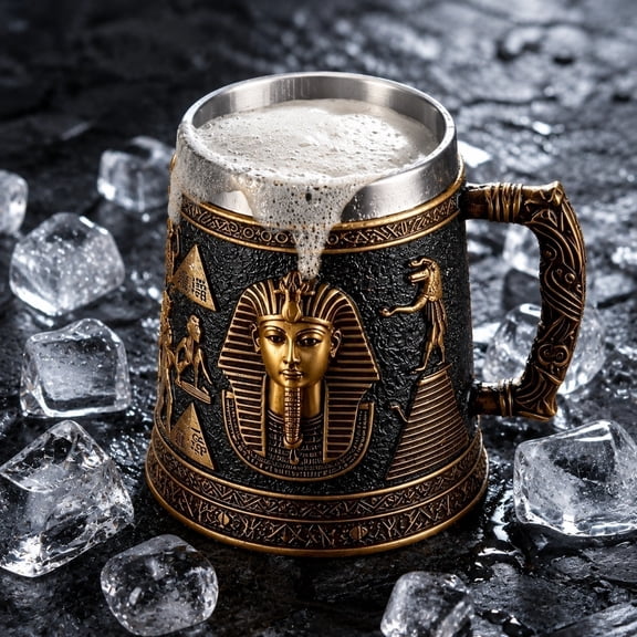 Unique Pharaoh and Pyramid Shaped Stainless Steel Drink Cups, Creative Sphinx Style Tumblers for Beer, Coffee and Daily Water Drinking at Home, Bar and Casual Dining Occasions, Colorful