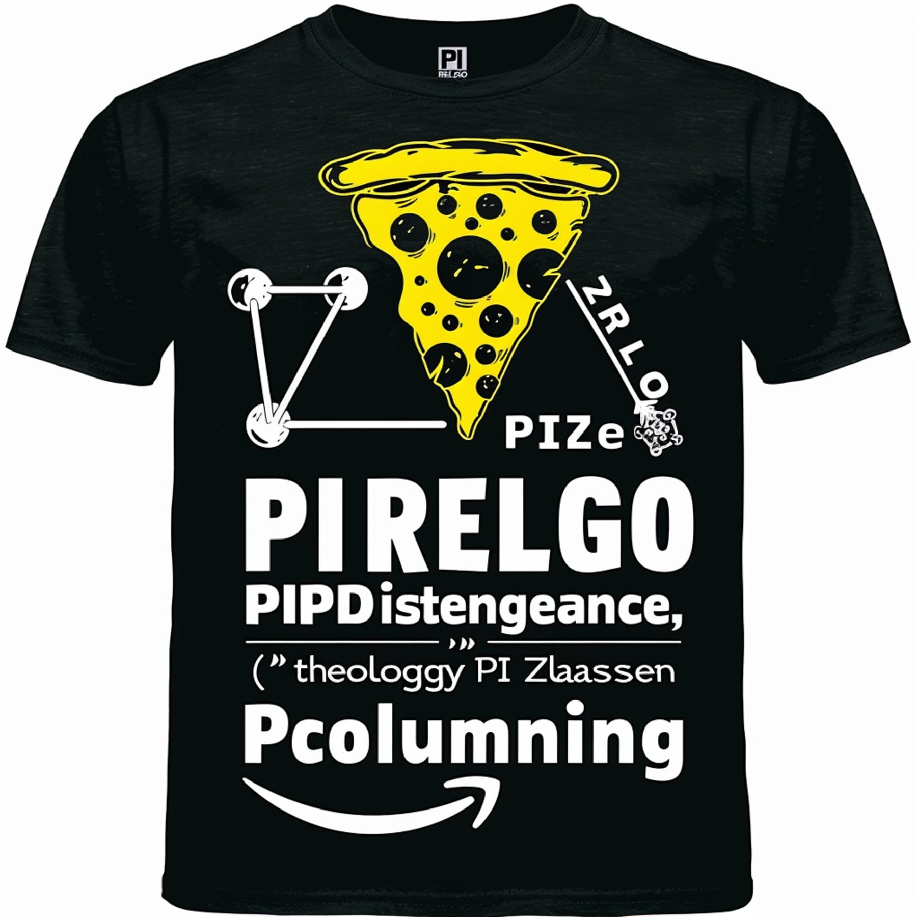 Unique Pizza Themed TShirt with Carbon Formula and Geometric Atom ...