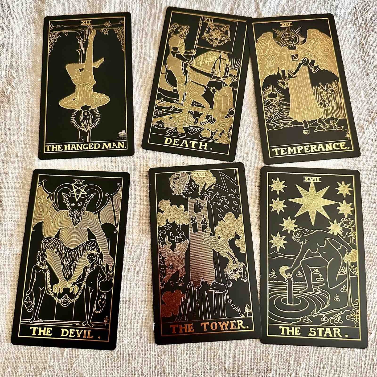 10 Pentacles, Unique Plastic PVC Waterproof Tarot Deck, Black Foil