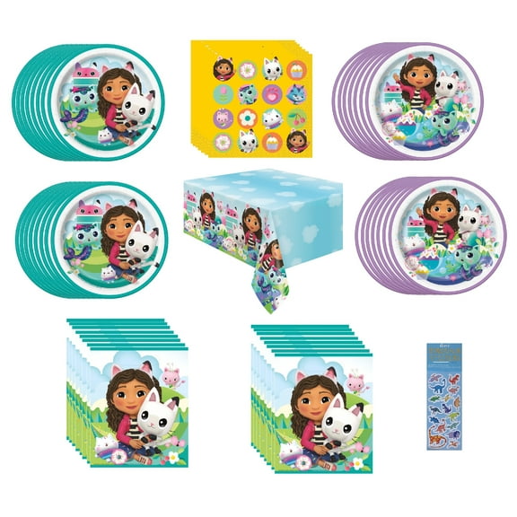 Unique Plates Napkins Table Cover Loot Bags Gabbys Dollhouse Birthday Party Supply Set