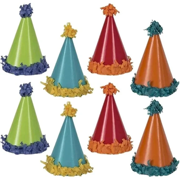 Unique Pom Pom Mini Party Hats, 8 Ct.,Party Tableware & Serveware