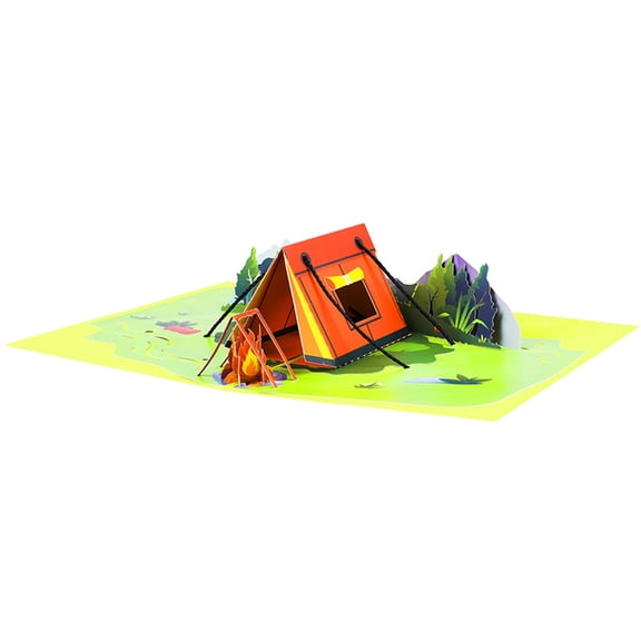 Unique Popup Adventure Tent Card Foldable Greeting Card with Envelope Handmade Party Invitation Card for Friend
