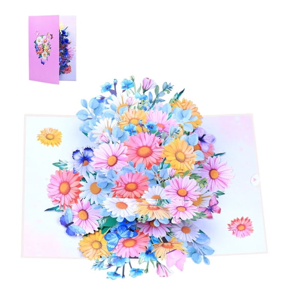 Unique Popup Daisies Flower Card Beautiful Daisies Card Handmade Paper Greeting Card for Festival Celebration