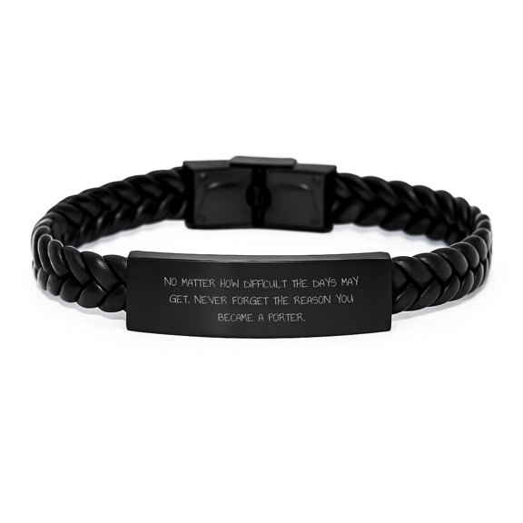 Unique Porter Gifts, Inspirational Men Bracelet, Valentine's Unique Gifts from Friends to Porter, Porter Interlaced Leather Bracelet