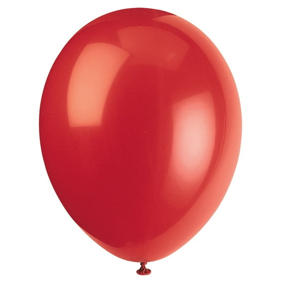 Unique Premium Round Solid Color Standard 12" Latex Balloons, Cherry Red, 50 CT