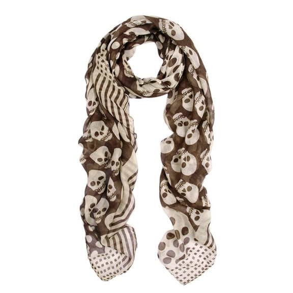 Unique Premium Skull Head Scarf Wrap with Polka Dot Border