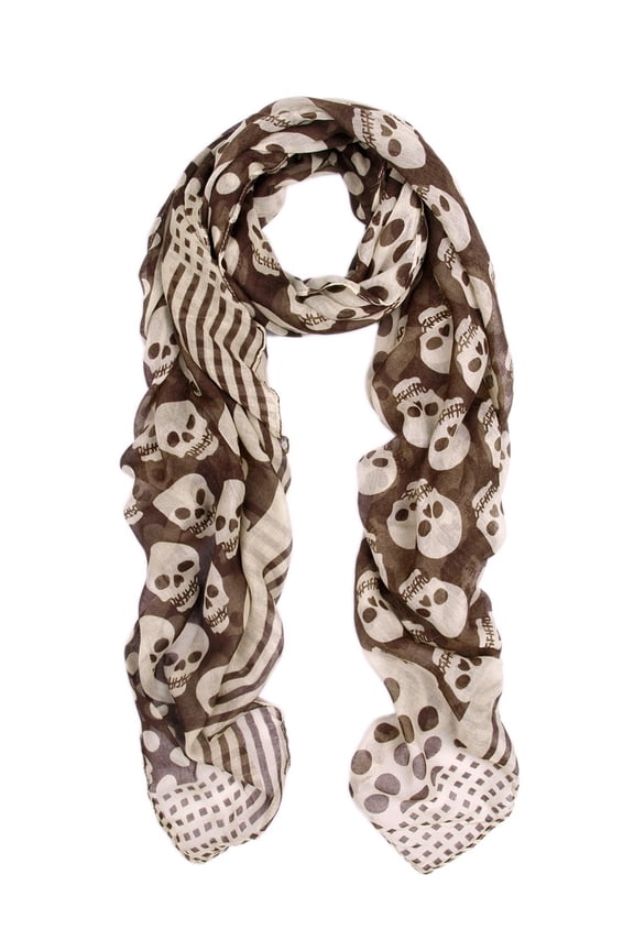 Unique Premium Skull Head Scarf Wrap with Polka Dot Border