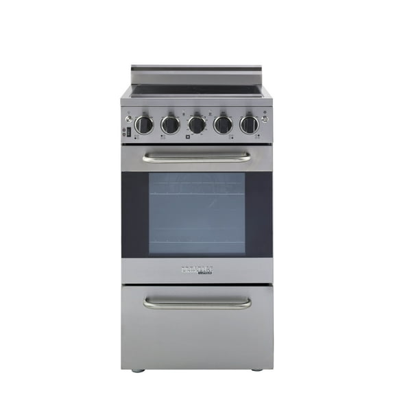 Unique Prestige 20" 1.6 cu/ft Freestanding Electric Range with Convection Oven in Stainless Steel