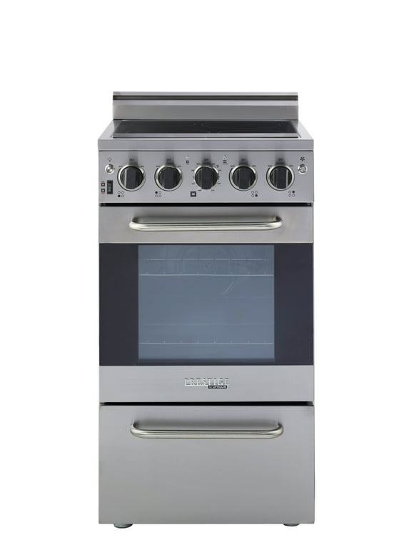 Unique Prestige 20" 1.6 cu/ft Freestanding Electric Range with Convection Oven in Stainless Steel