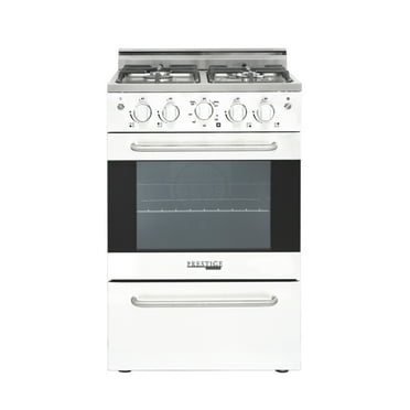 Unique Prestige 24” 2.3 cu ft Double Oven Gas Range in White