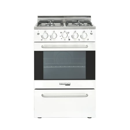 Unique Prestige 24” 2.3 cu ft Double Oven Gas Range in White