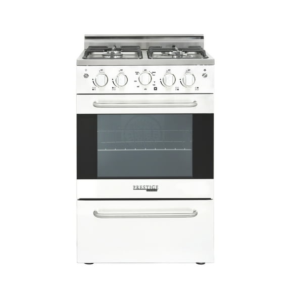 Unique Prestige 24” 2.3 cu ft Double Oven Gas Range in White