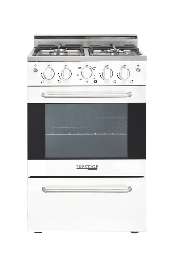 Prestige 24” 2.3 cu ft Double Oven Gas Range in White