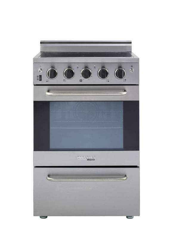 Unique Prestige 24" 2.3 cu/ft Freestanding Electric Range with Convection Oven in Stainless Steel