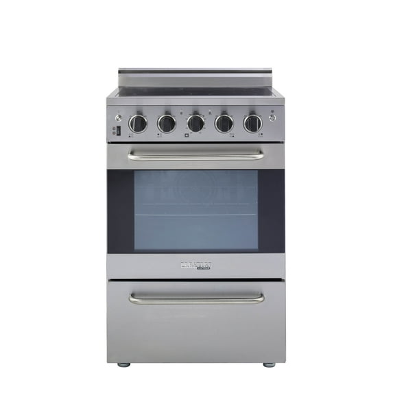 Unique Prestige 24" 2.3 cu/ft Freestanding Electric Range with Convection Oven in Stainless Steel