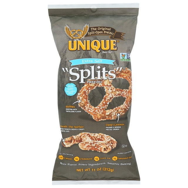 Unique Pretzels Extra Salt Splits Pretzels, 11 Oz