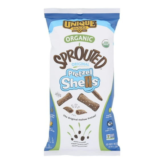 Unique Pretzels - Sprouted Shells - Original Sea Salt - Case of 12 - 8 oz.