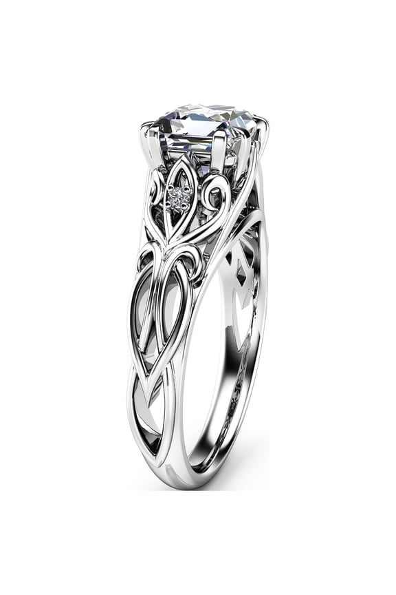 Unique Princess Cut Moissanite Engagement Ring