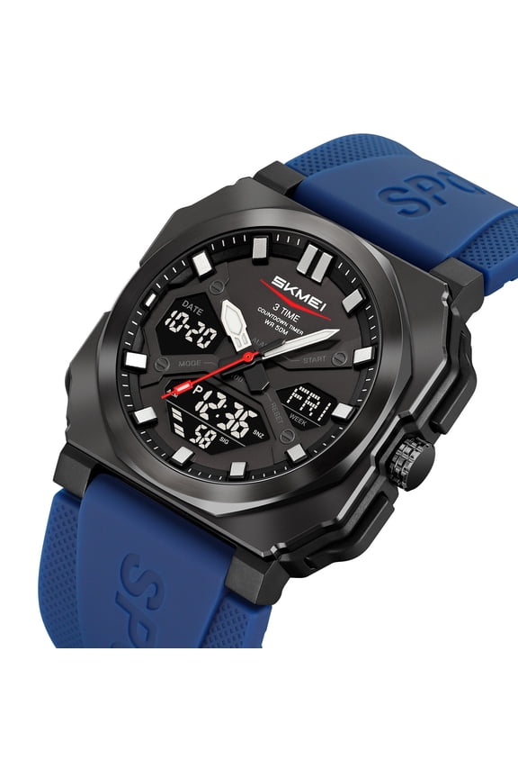 Unique Punk Designer Sports Watch Waterproof Multifunction Wristwatch Square Military Sports Watches Date Day Chronograph LED Backlight Alarm- Outdoor Military Style Watch