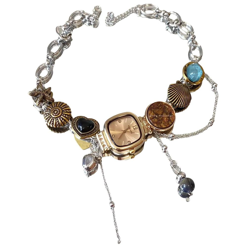 Unique Punk Heavy Industry Watch Button Necklace Exclusive