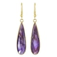 thumbnail image 1 of Unique Purple Amethyst Long Teardrops Gold-Plated Silver Dangle Earrings, 1 of 7