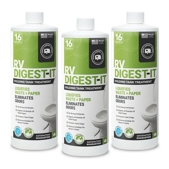 Unique RV Digest-It Classic, 48 Concentrated Liquid Toilet Treatments for RV Black Water Holding Tanks (32 oz, Pack of 3)
