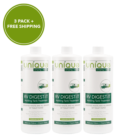 Unique RV Digest-It Classic, 48 Concentrated Liquid Toilet Treatments for RV Black Water Holding Tanks (32 oz, Pack of 3)