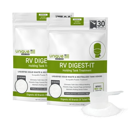 Unique RV Digest-It Holding Tank Treatment - 60 Powder Treatments (2 Pack of 30-Treament Bags)