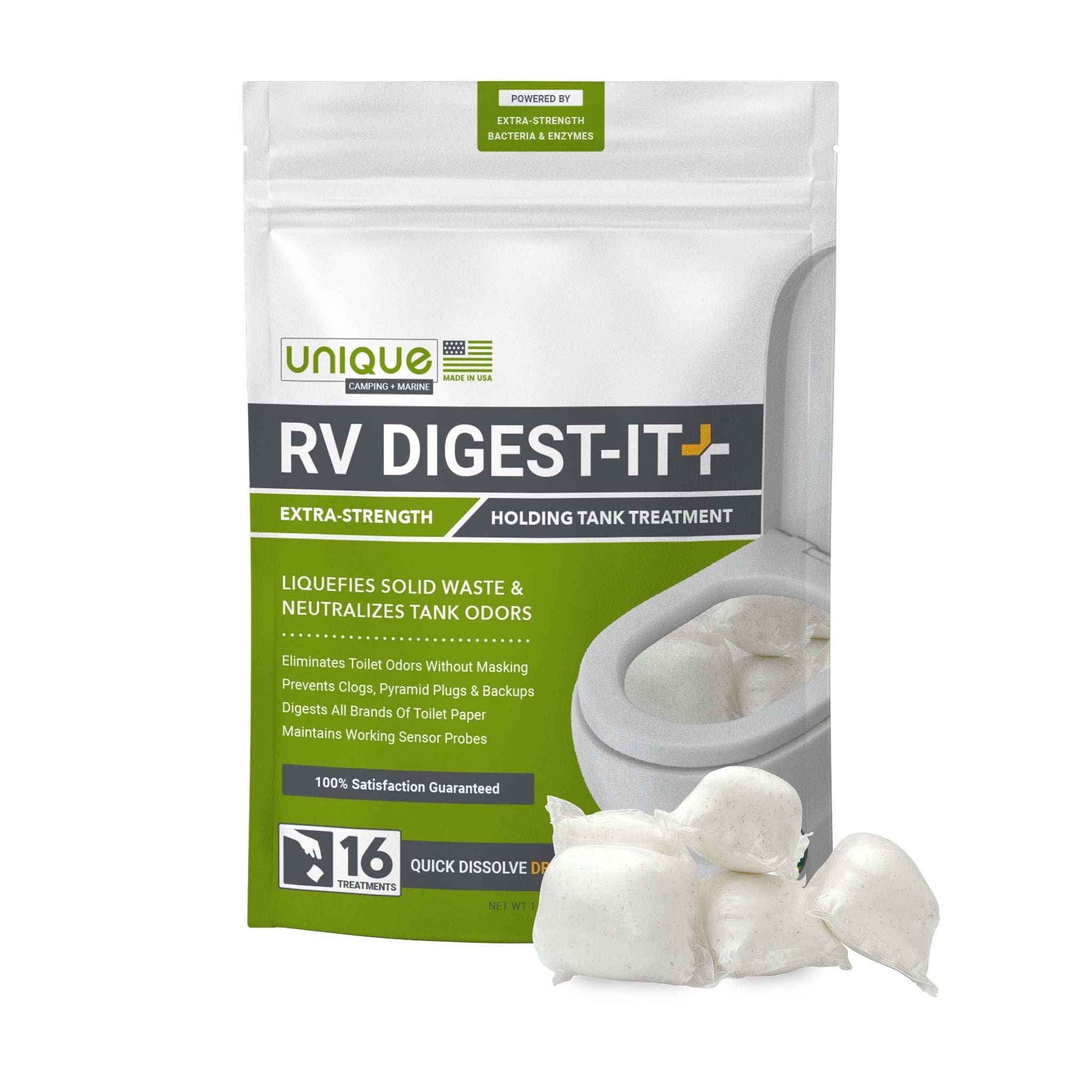 Unique RV Digest-It Plus 16 Pods, Extra-Strength Black Tank Treatment ...