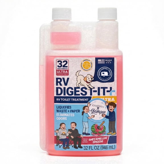 Unique RV Digest-It Ultra RV Toilet and Black Tank Treatment 32 Uses Watermelon
