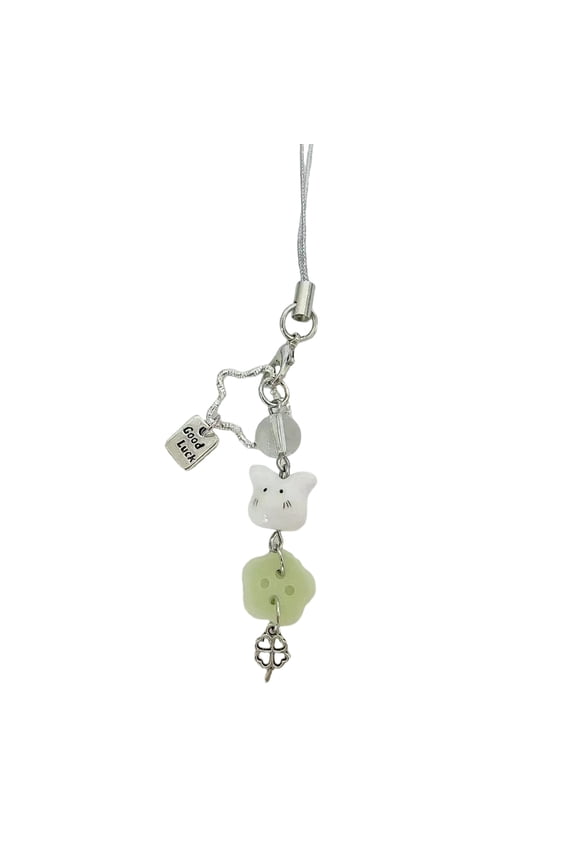 Unique Rabbits Clovers Star Pendant Keyring Resin Bead Keychain Beaded Phone Chain for Students and Trendsetters