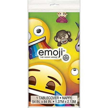 Unique Rainbow Fun Emoji Rectangular Plastic Table Cover | 54" x 84" | 1 Pc