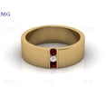 thumbnail image 1 of Unique Red Garnet Men Wedding Band Sterling Silver Mens Wedding Ring Solitaire Stacking Matching Band Retro Vintage Anniversary Gift For Him, 1 of 2