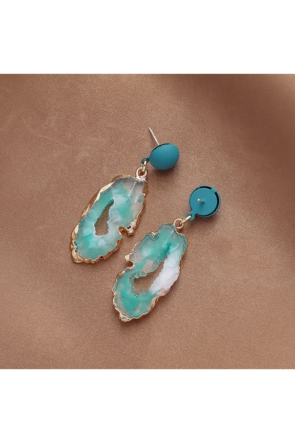 Unique Resin Geometric Irregular Silver Needle Earrings Fashionable High-end Ins Niche Temperament Internet Celebrity Earrings for Women