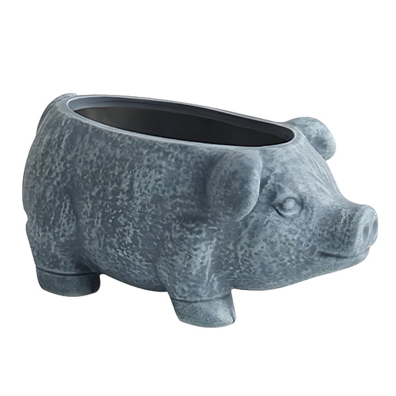 Unique Resin Pig Container Planter With Imitation Stone Finish Great For Succulents And Mini Greeneries Tabletop Display