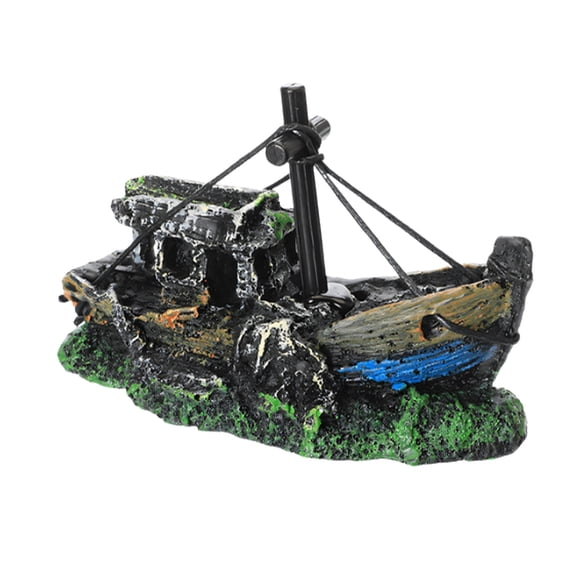 Unique Resins Shipwrecks Decoration For Fish Tanks Exquisites Small Ship Model Underwater Shipwrecks Ornament