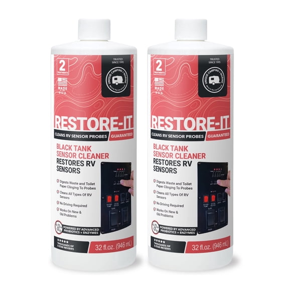 Unique Restore-It RV Sensor Cleaner Liquid for Black Water Holding Tanks (2 Quarts) Packaging May Vary