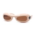 thumbnail image 1 of Unique Retro Convex Narrow Oval Luxury Designer Plastic Sunglasses Beige - Brown, 1 of 4