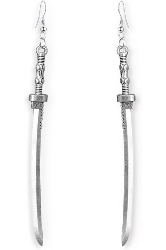 Unique Retro Gothic Long Sword Hook Earrings Vintage Silver Punk Style Knife Dangle Drop Earrings For Women Trendy Men Statement[Z8206]